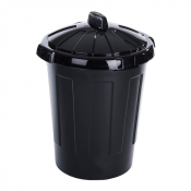 Wham! Black Plastic Dustbin with Lid - Each