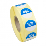 19mm Monday Removable Blue Circle Day Stickers - Roll of 1000