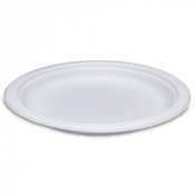 White Compostable 7inch Bagasse Paper Plate - Case of 500