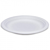 White Compostable 9inch Bagasse Paper Plate - Case of 500