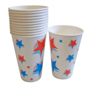 Star Ball Printed Waxed Paper (16oz) Cold Drink Cups - Case of 1000