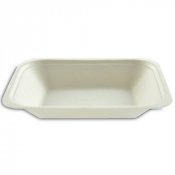 White Compostable Bagasse Medium Chip Tray - Case of 500