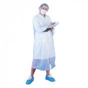 White Disposable Polythene Visitor Coat - Each