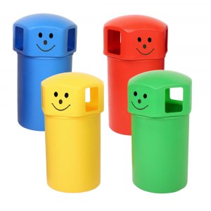 Closed Top Litter Bins with Smiley Face Logo (145ltr)
