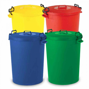 Colour Coded Plastic Dustbin with Lid - 110ltr