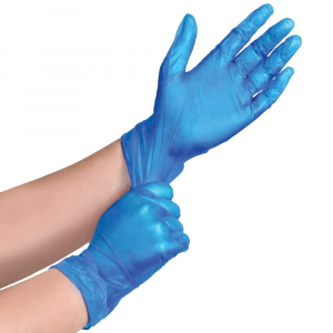 Blue Vinyl Powdered Disposable Gloves - Box of 100
