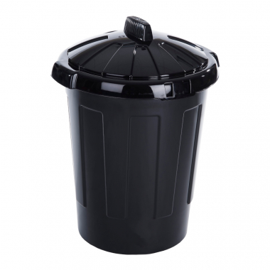 Wham! Black Plastic Dustbin with Lid - Each