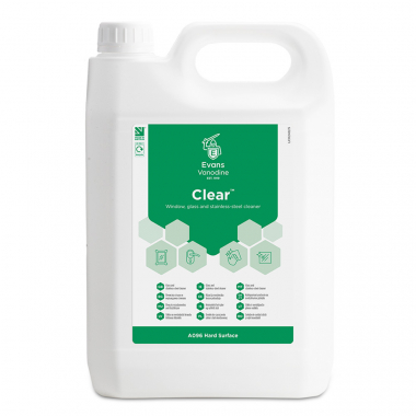 Evans Vanodine Clear Glass & Window Cleaner - 5ltr